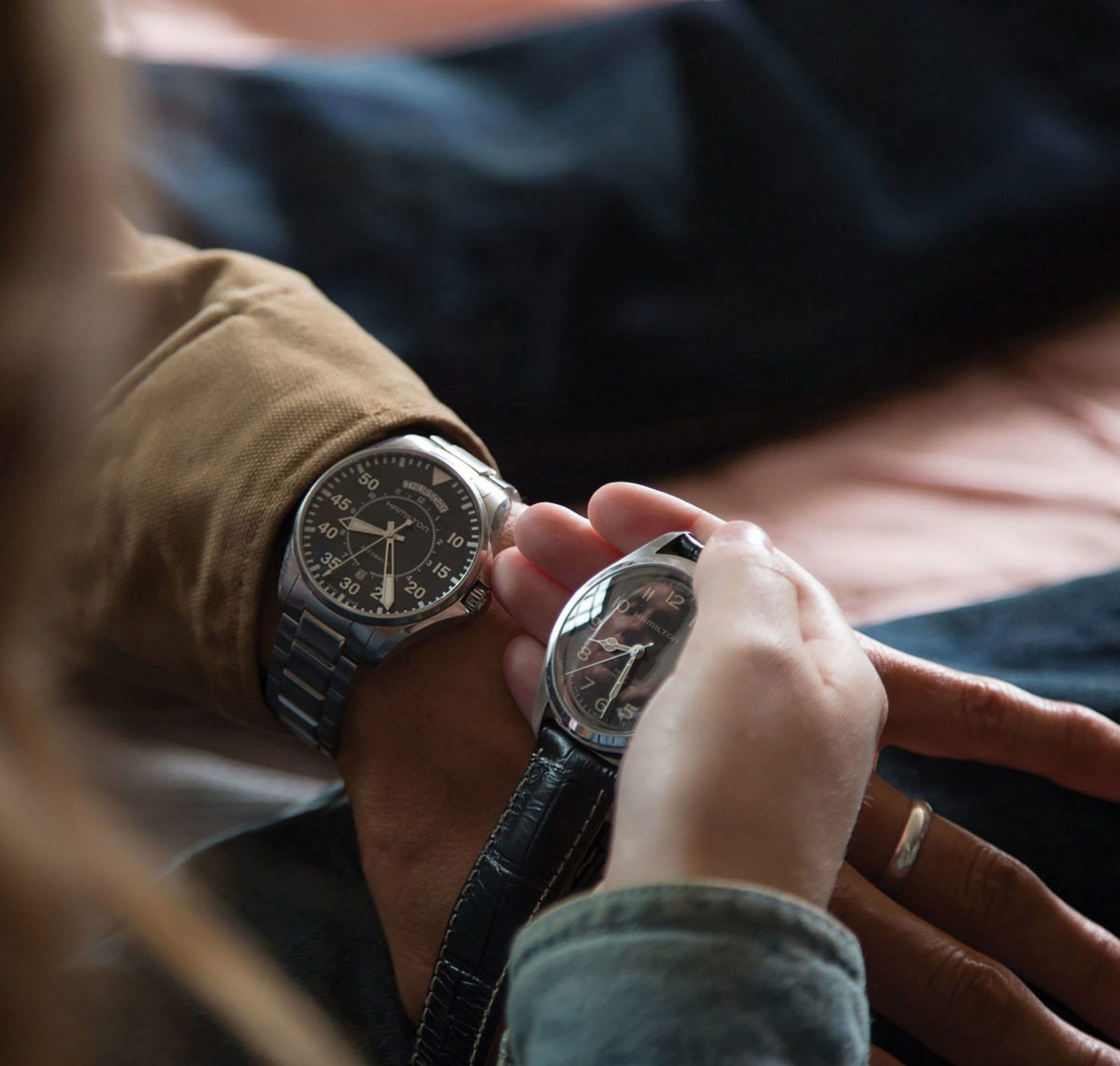 a pair of hamilton watches in interstellar