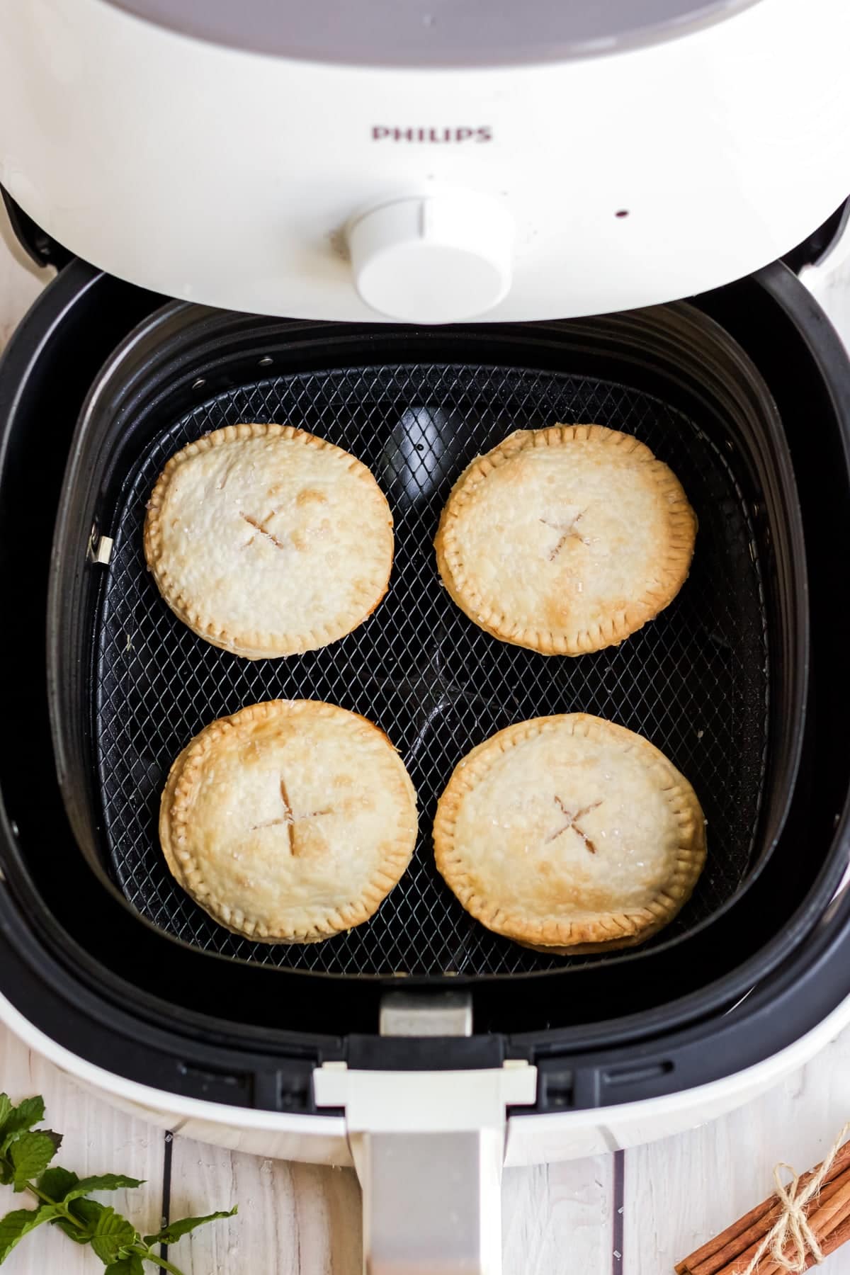 Apple Hand Pies being cooked in the air fryer