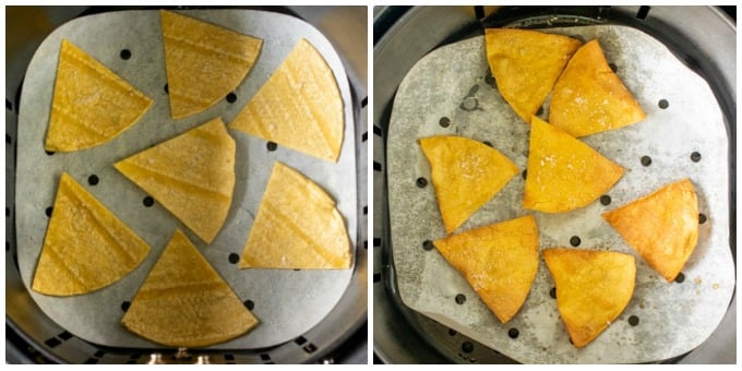 tortilla chips in air fryer basket