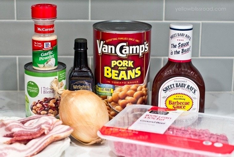 Ingredients needed to make baked cowboy beans