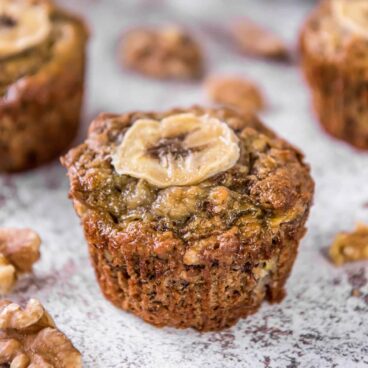 A close up of a Banana Bran muffin