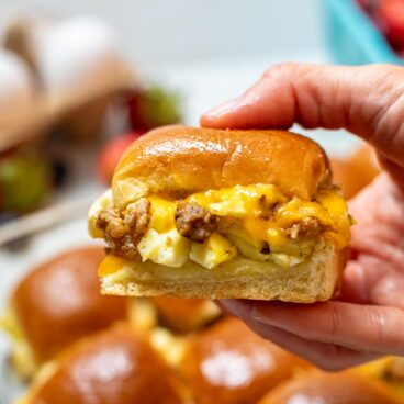 Close up of breakfast slider