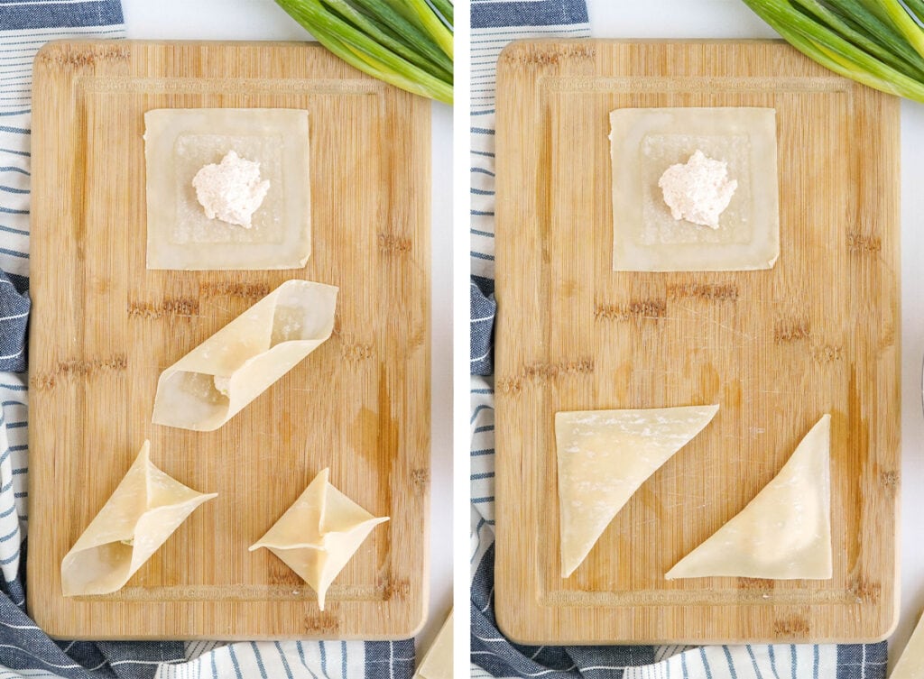 2 ways to fill wonton wrappers