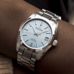 The mid-sized Grand Seiko SBGH347 debuts a new dial texture inspired by a frozen waterfall