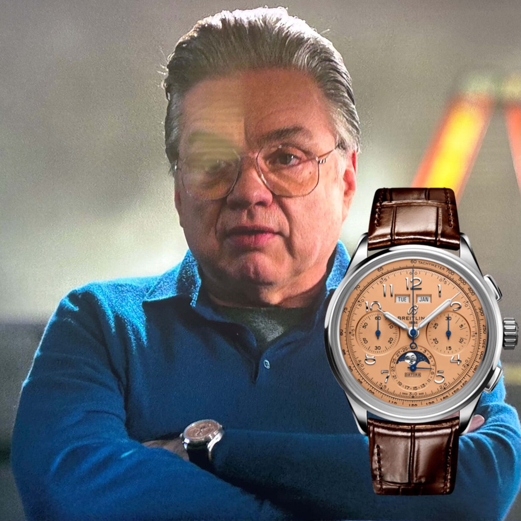 Uncle Jimmy wearing The Bear Breitling Datora 42 Copper 0ADC7088 4737 444C 9E95 2135D059FA09