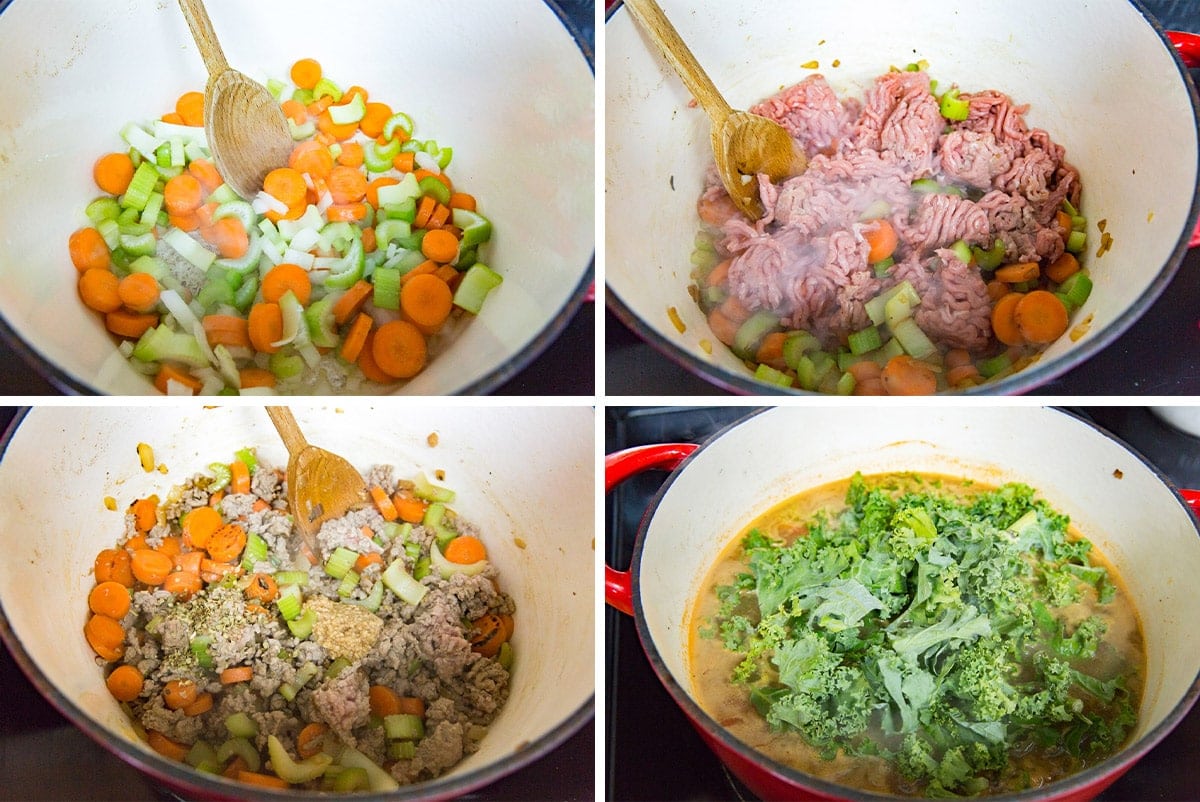 collage of images to make turkey rice soup