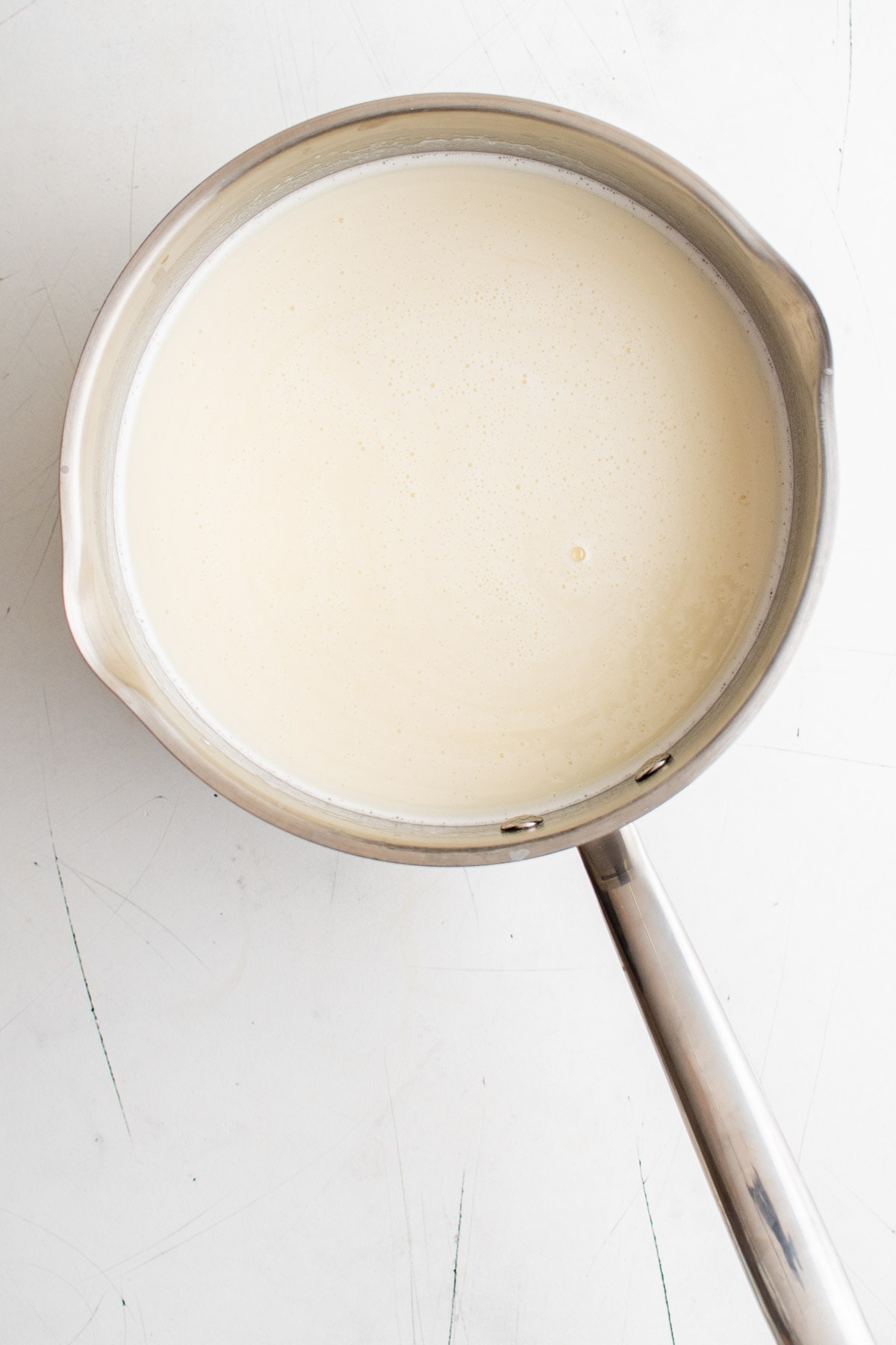 white hot chocolate in a saucepan