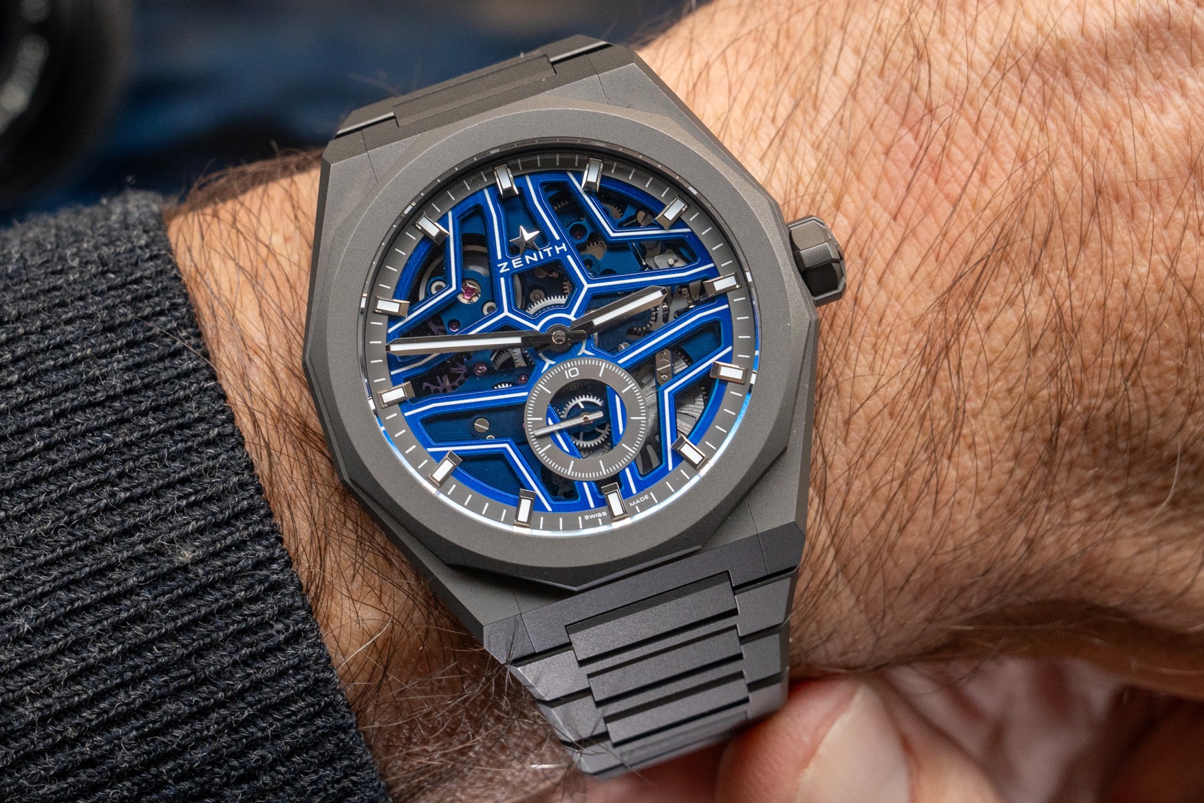 ZENITH DEFY SKYLINE SKELETON NIGHT SURFER TIME TIDE EDITION on WRIST