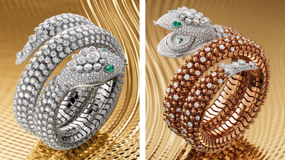 Bulgari’s new Serpenti Misteriosi Pallini feature gems and gold beads that actually move like scales